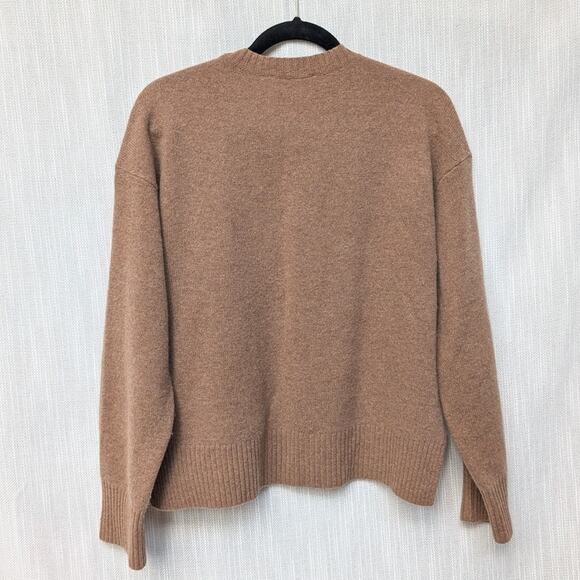 Everlane Tan Long Sleeve Classic Crew Neck Cropped Sweater, size M - Picture 2 of 8